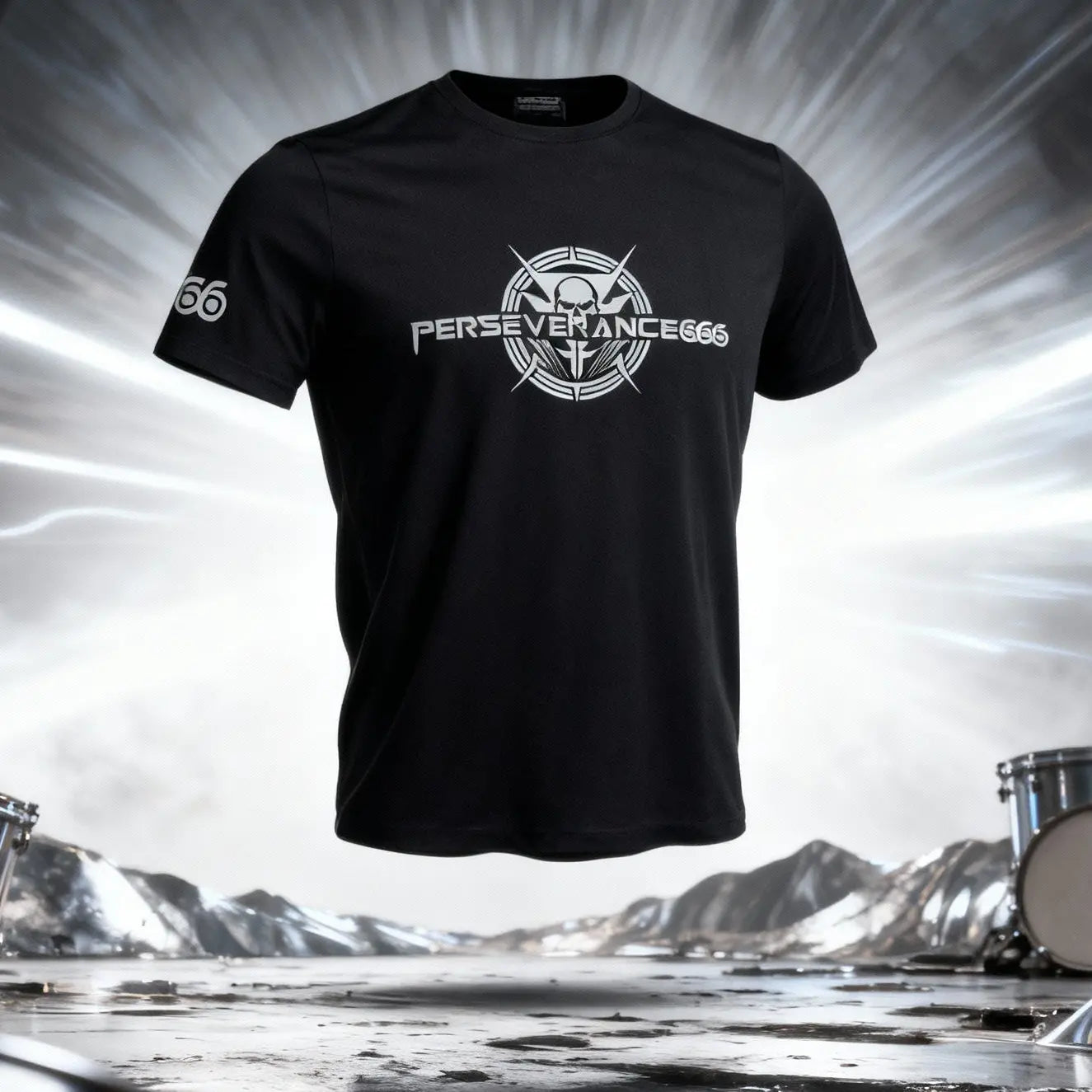 Man Tee Shirt - Grey Metal Powered PERSEVERANCE666 SPORTSWEAR