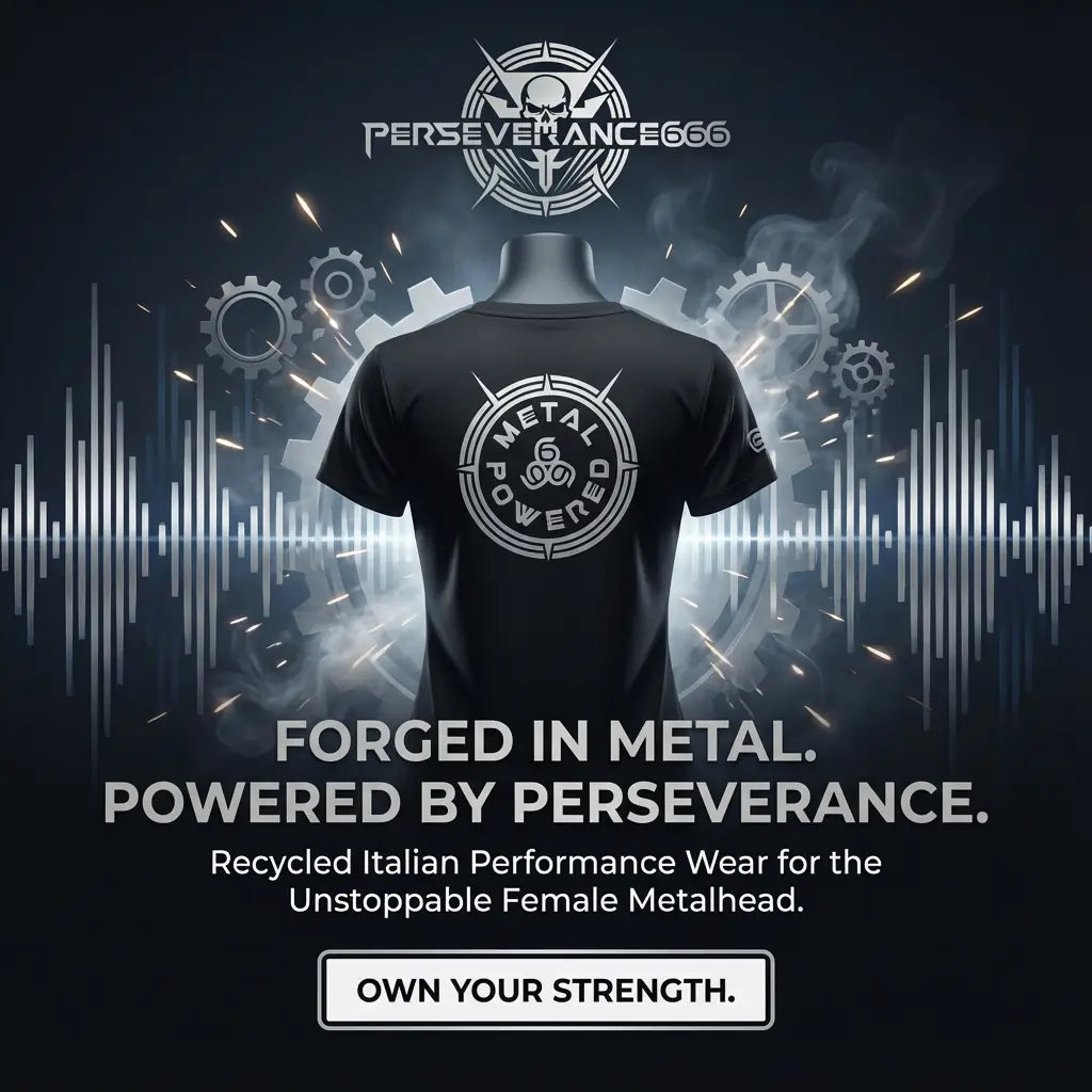 Woman Tee Shirt - Grey Metal Powered PERSEVERANCE666 SPORTSWEAR