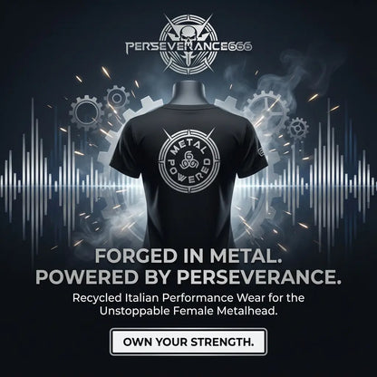 Woman Tee Shirt - Grey Metal Powered PERSEVERANCE666 SPORTSWEAR