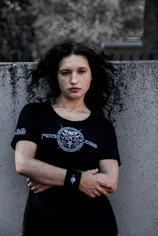 Woman Tee Shirt - Grey Metal Powered