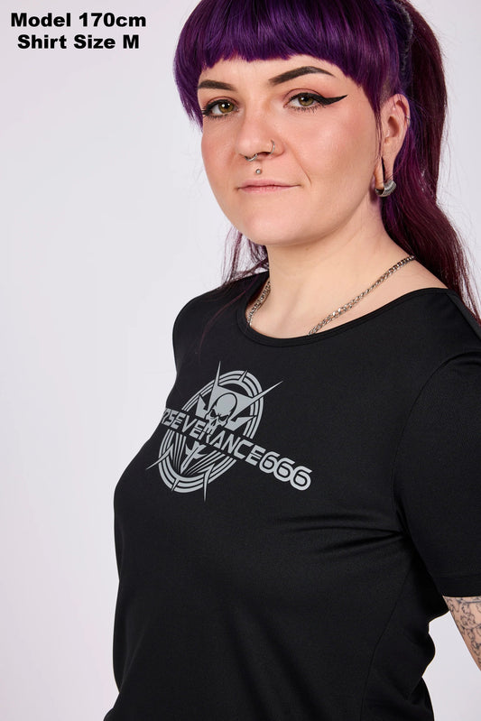 Woman Tee Shirt - Grey Metal Powered